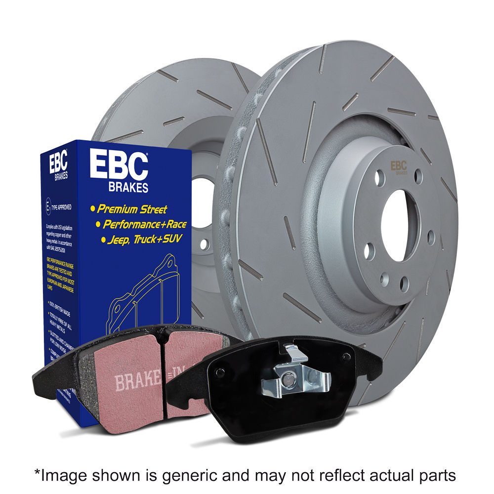 EBC Brakes S2KF1389 - S2 Greenstuff 2000 Brake Pad Set and USR Sport Slotted Brake Rotors, Front, 2-Wheel Set