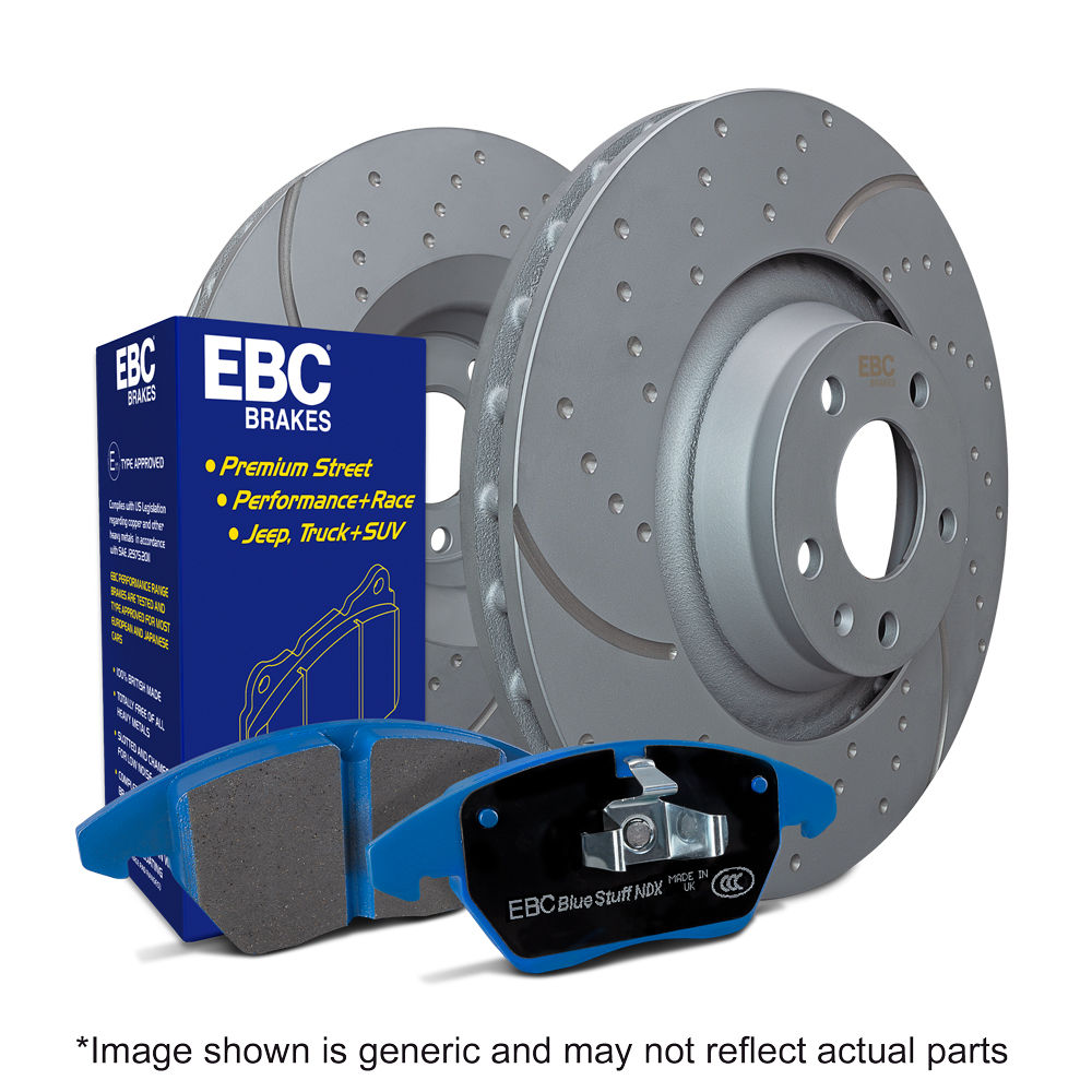 EBC Brakes S6KF1141 - S6 Bluestuff Brake Pad Set and GD Slotted and Dimpled Brake Rotors, 2-Wheel Set