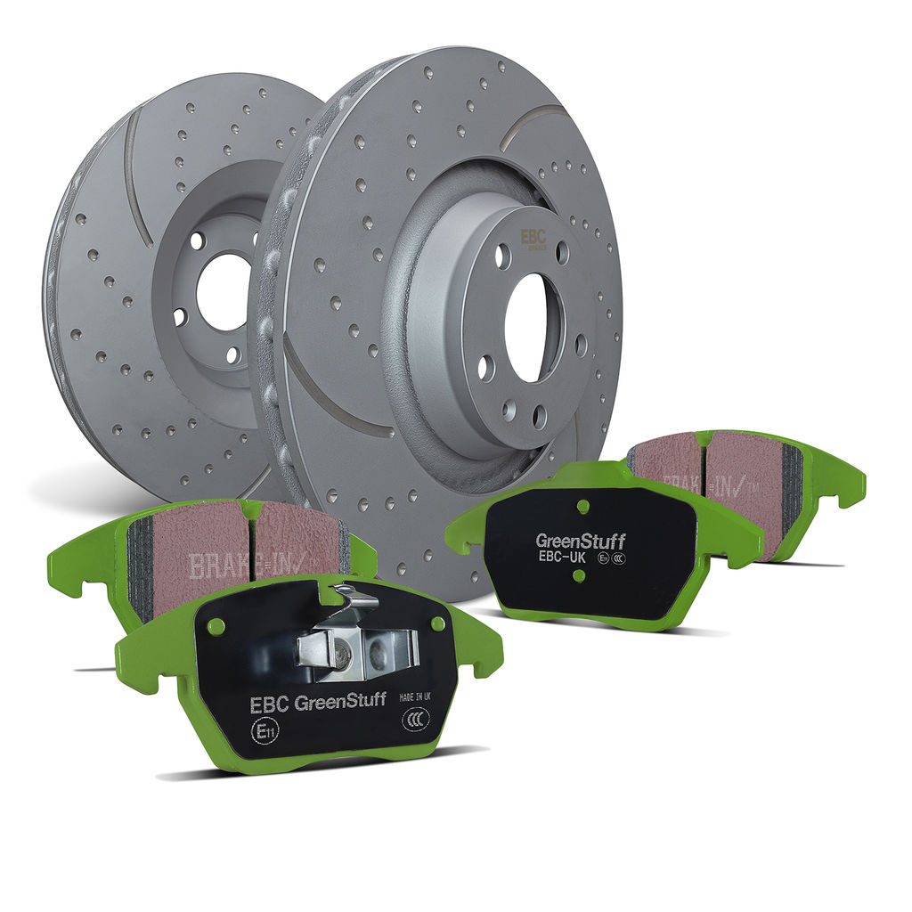 EBC Brakes S3KF1069 - S3 Greenstuff 6000 Brake Pads and GD Slotted and Dimpled Brake Rotors, 2-Wheel Set