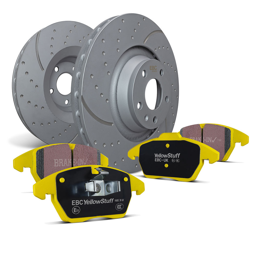 EBC Brakes S5KF1045 - S5 Yellowstuff Brake Pad Set and GD Slotted and Dimpled Brake Rotors, 2-Wheel Set