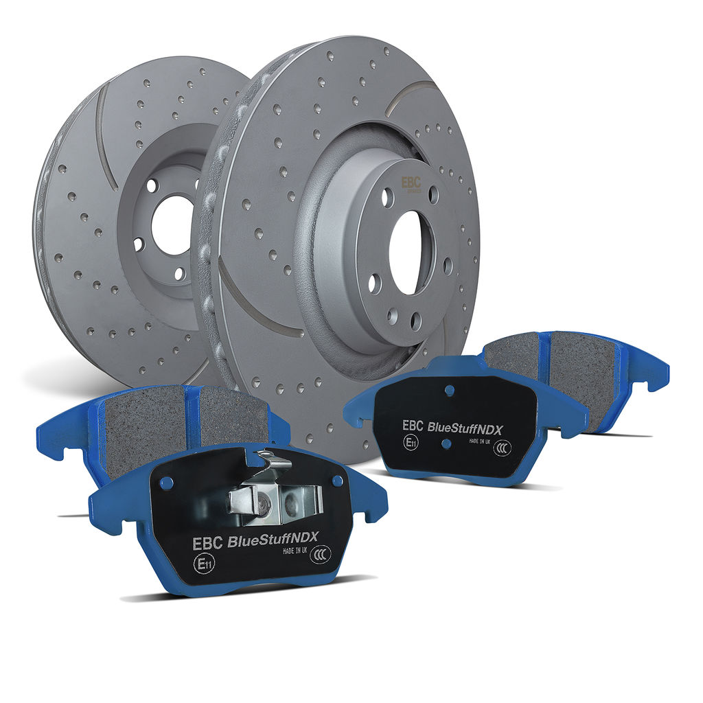 EBC Brakes S6KF1069 - S6 Bluestuff Brake Pad Set and GD Slotted and Dimpled Brake Rotors, 2-Wheel Set