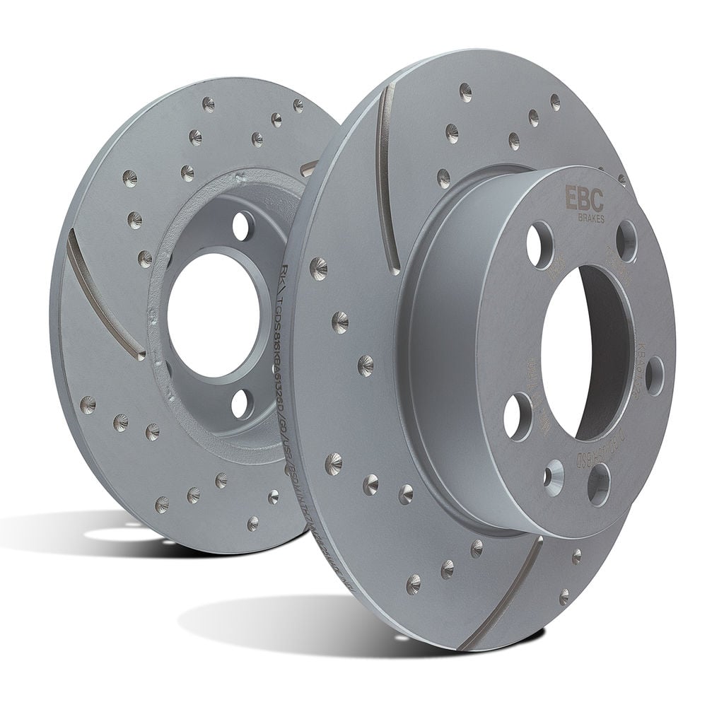 EBC Brakes GD7714 - Slotted and Dimpled Solid Rear Disc Brake Rotors, 2-Wheel Set