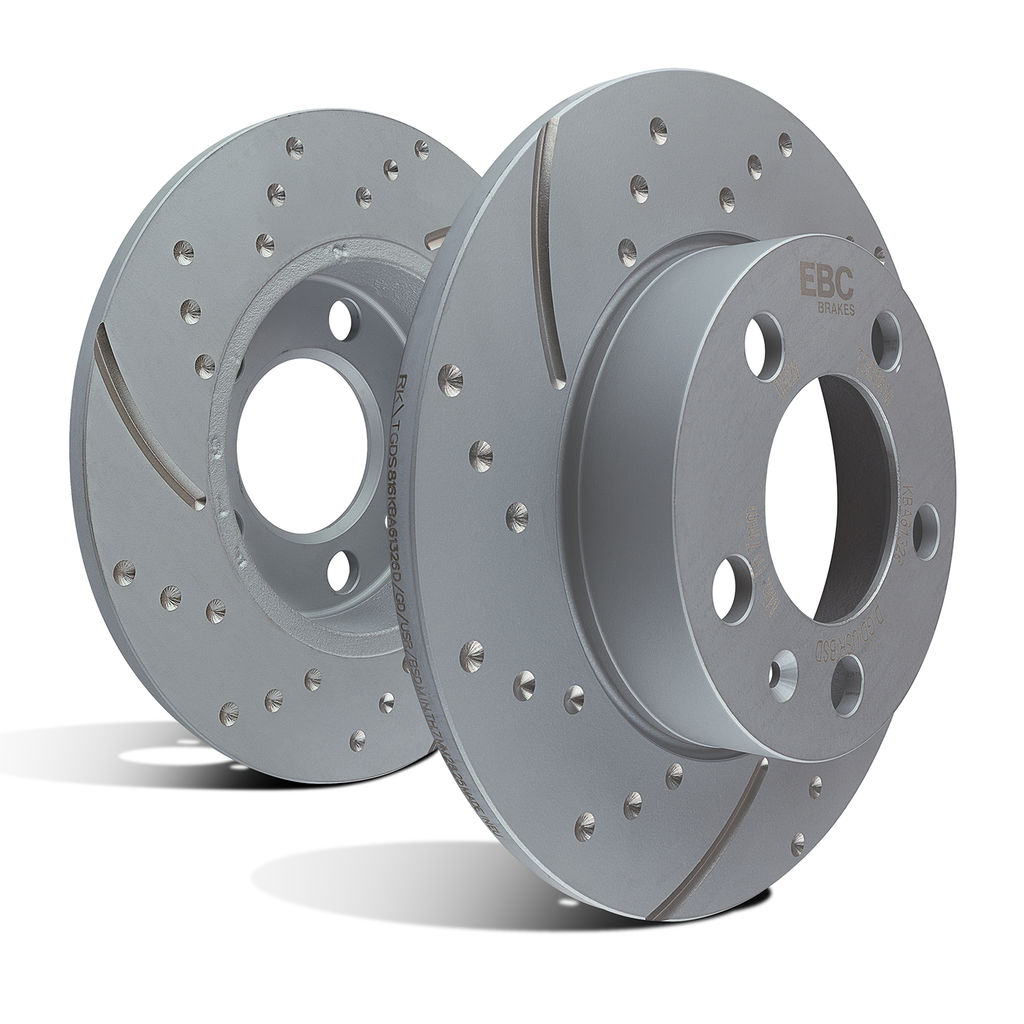 EBC Brakes GD7796 - Slotted and Dimpled Solid Rear Disc Brake Rotors, 2-Wheel Set