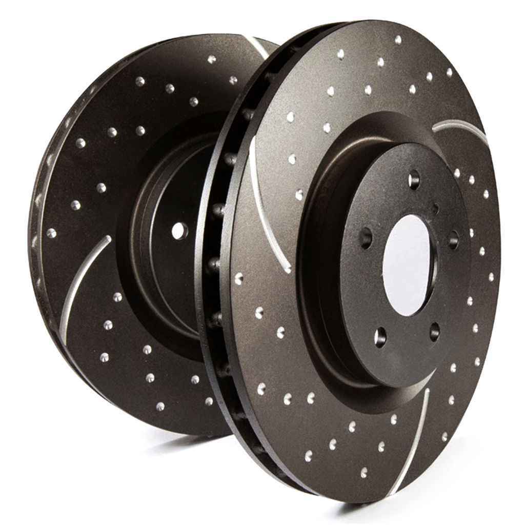 EBC Brakes GD7603 3GD Series Sport Slotted and Dimpled Coated Disc Brake  Rotors, 2-Wheel Set
