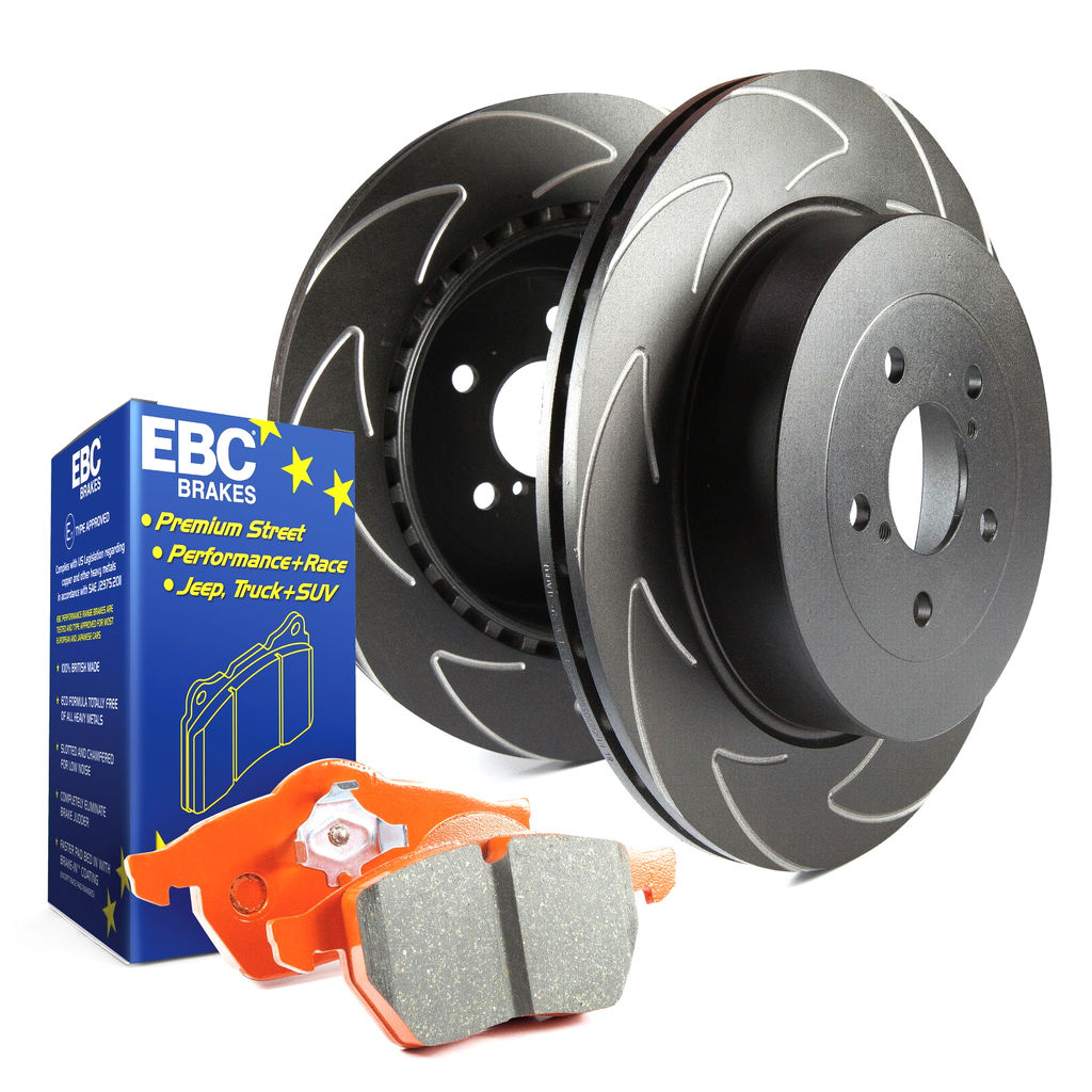 EBC Brakes S7KR1084 - S7 Orangestuff Brake Pads and BSD V Slot High Carbon Vented Brake Rotors, 2-Wheel Set