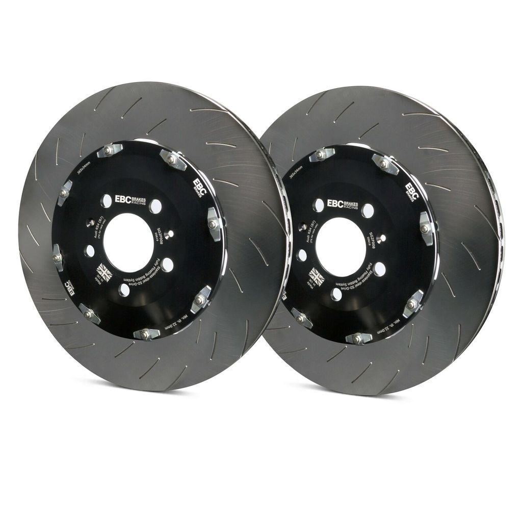 2-Piece Floating SG Grooved Front Brake Rotors, Complete Assembly