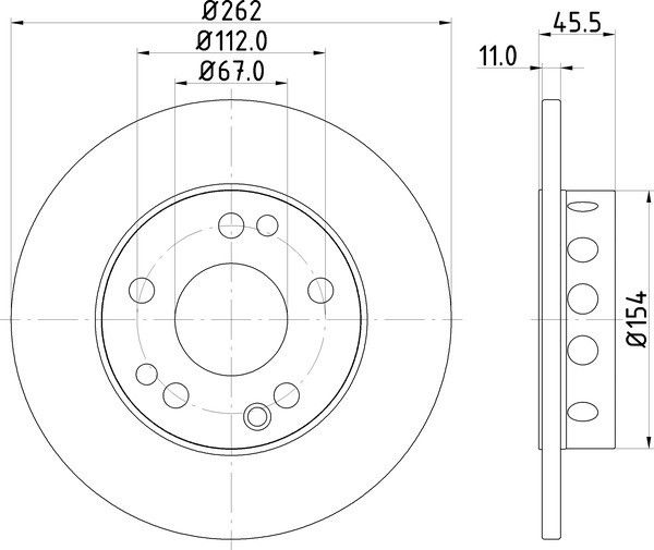 Pagid 355100741 - Disc Brake Rotor, Solid, Diameter: 262 mm, Thickness 11.0 mm