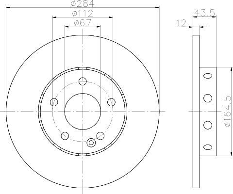 Pagid 355102952 - Disc Brake Rotor, Solid, Diameter: 284 mm, Thickness 12.0 mm