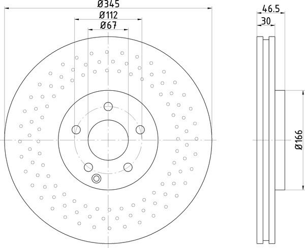 Pagid 355110132 - Disc Brake Rotor, Perforated / Vented, Diameter: 345 mm, Thickness 30.0 mm