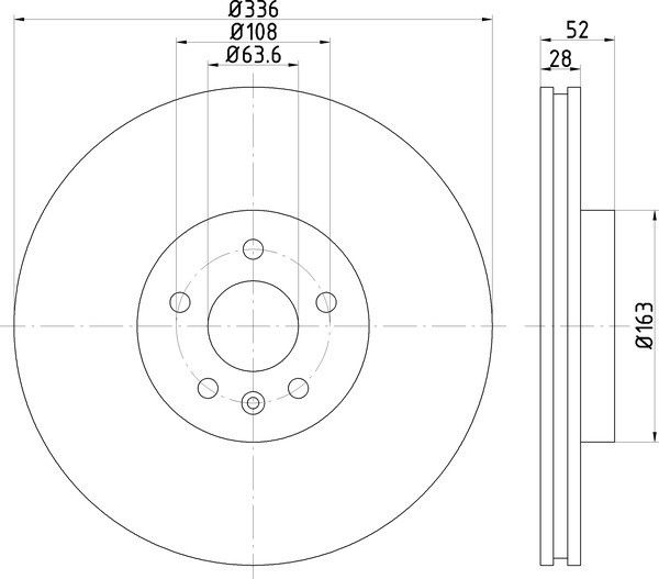Pagid 355119132 - Disc Brake Rotor, Internally Vented, Diameter: 336.0 mm, Thickness 28.0 mm