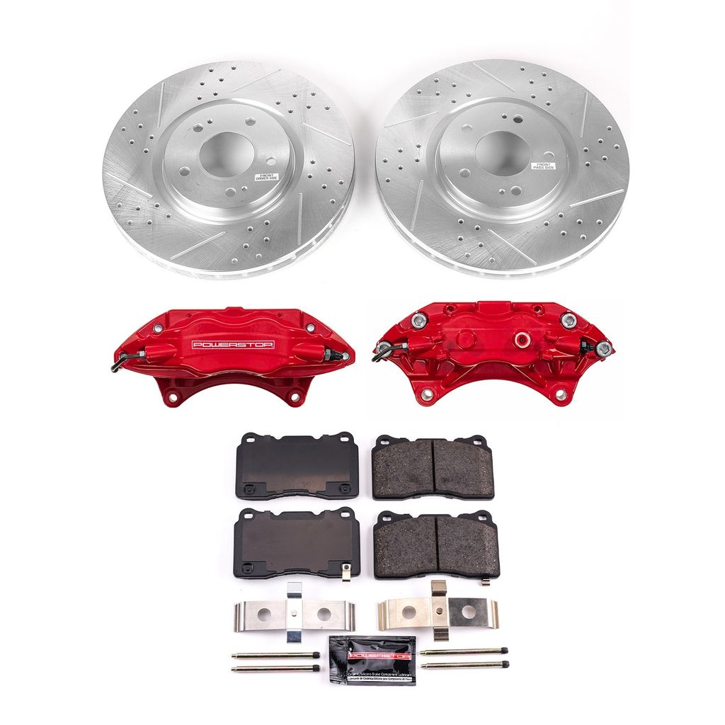 PowerStop KC107 - Z23 Daily Driver Carbon-Fiber Ceramic Pads Drilled & Slotted Rotor & Caliper Kit