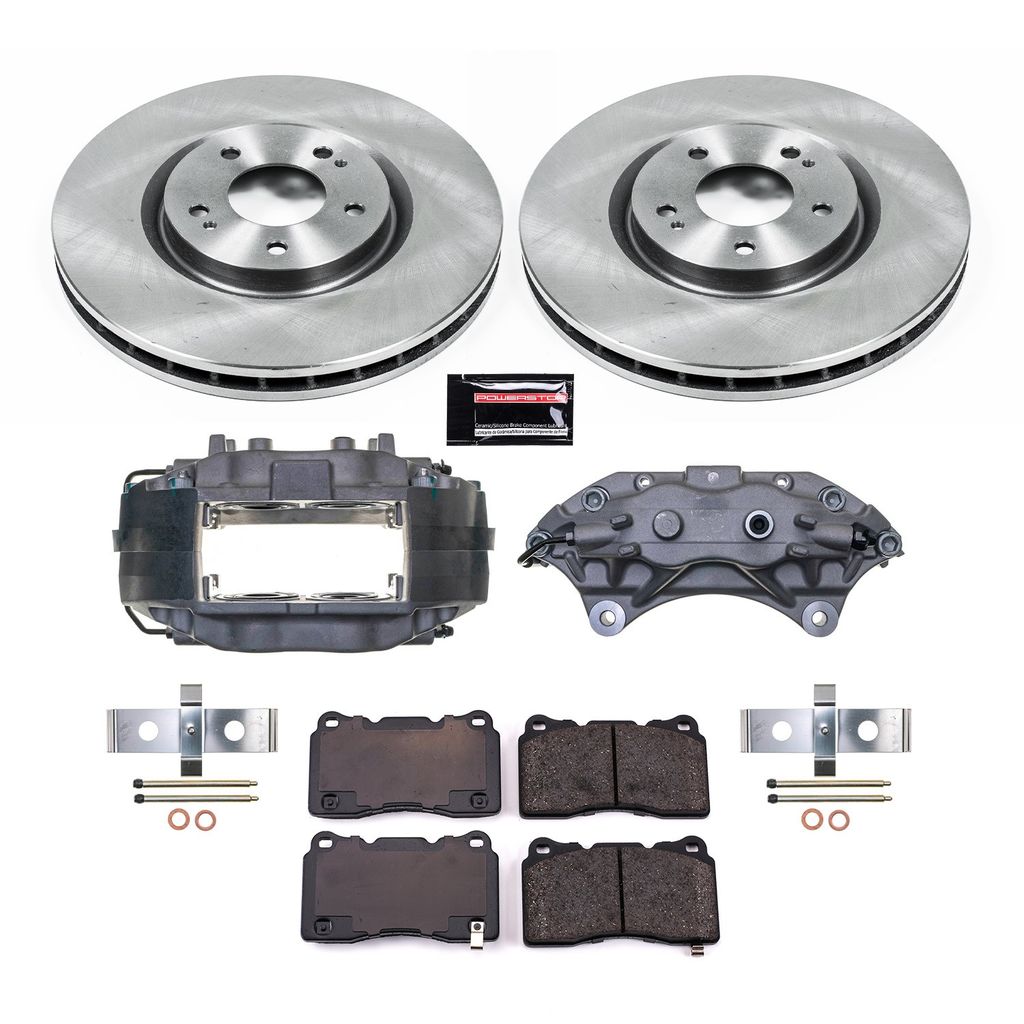 PowerStop KCOE107 - OE Stock Replacement Low-Dust Ceramic Brake Pad, Rotor and Caliper Kit