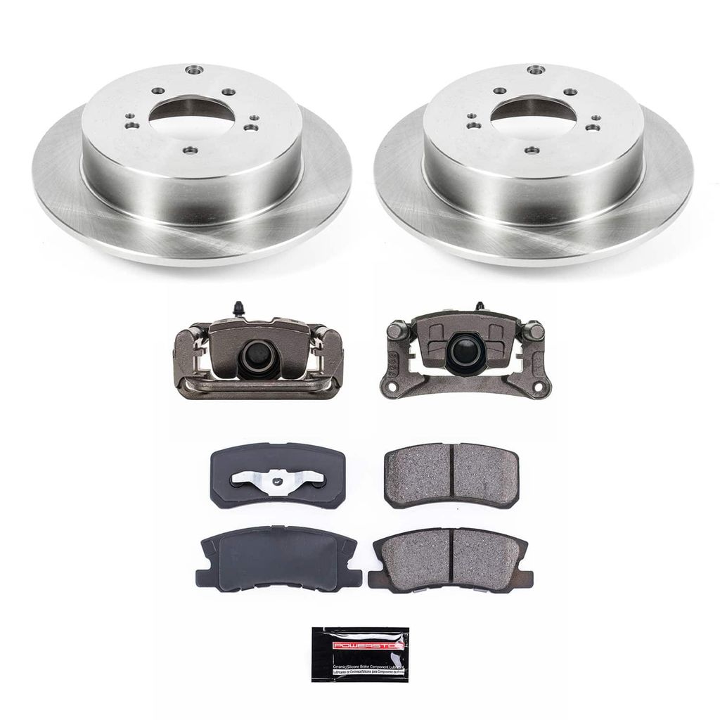 PowerStop KCOE5499 - OE Stock Replacement Low-Dust Ceramic Brake Pad, Rotor and Caliper Kit