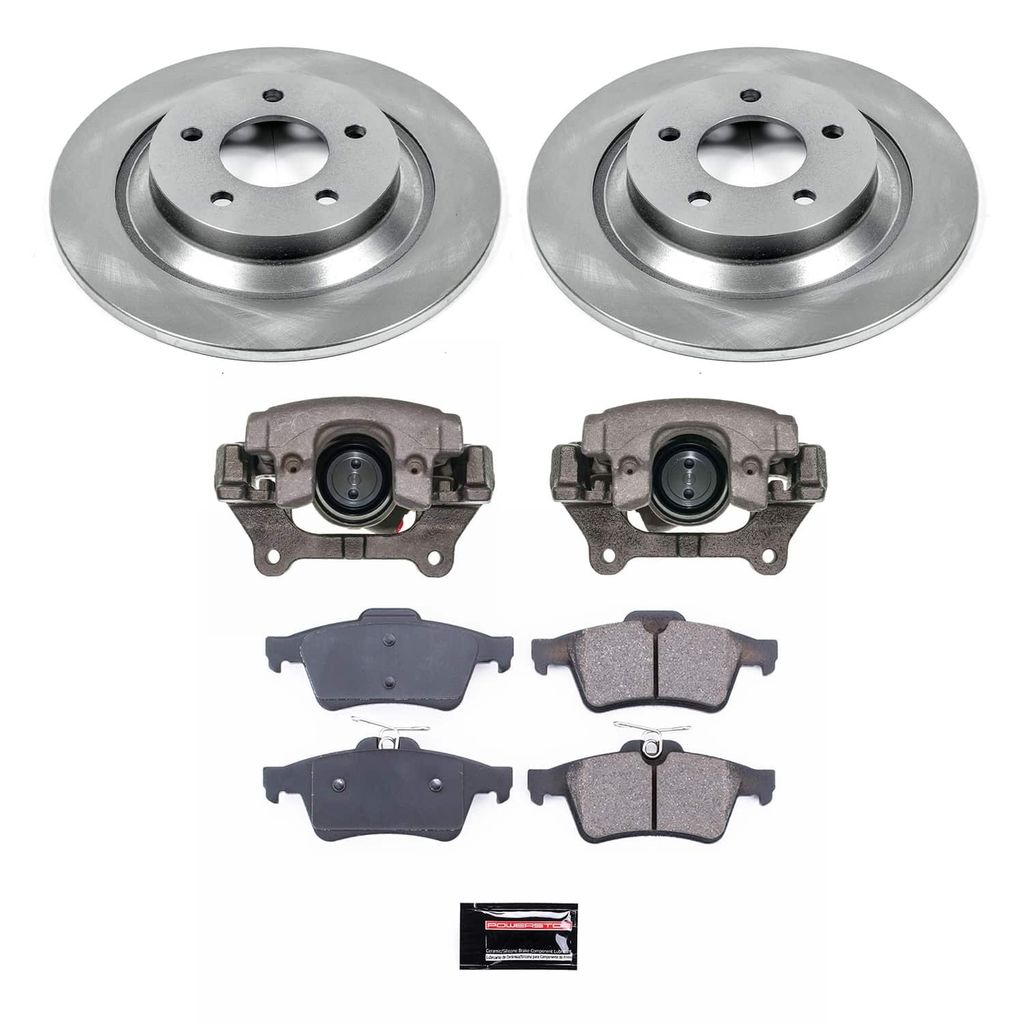 PowerStop KCOE5842 - OE Stock Replacement Low-Dust Ceramic Brake Pad, Rotor and Caliper Kit