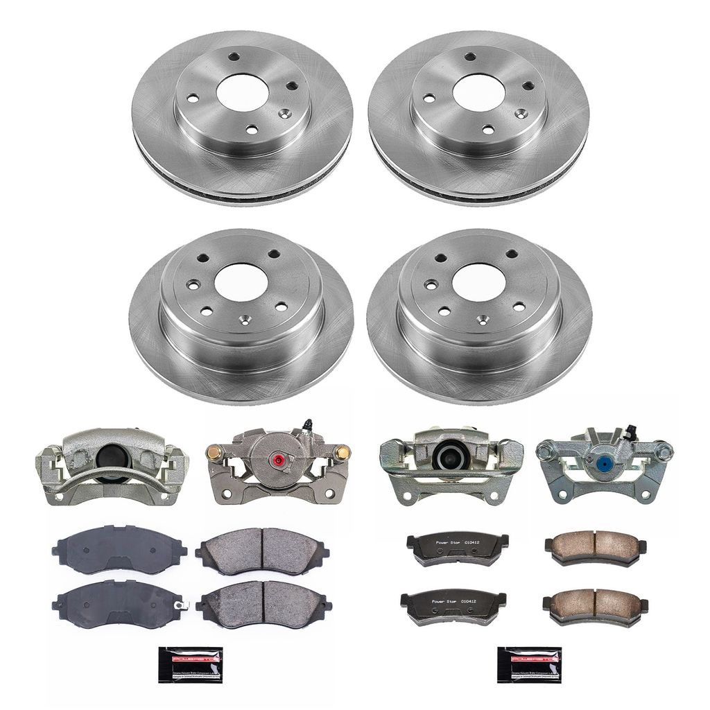 PowerStop KCOE5896 - OE Stock Replacement Low-Dust Ceramic Brake Pad, Rotor and Caliper Kit