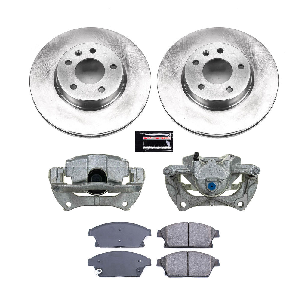 PowerStop KCOE6386 - OE Stock Replacement Low-Dust Ceramic Brake Pad, Rotor and Caliper Kit