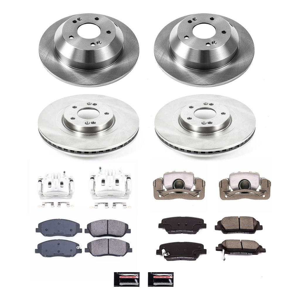 PowerStop KCOE6950 - OE Stock Replacement Low-Dust Ceramic Brake Pad, Rotor and Caliper Kit