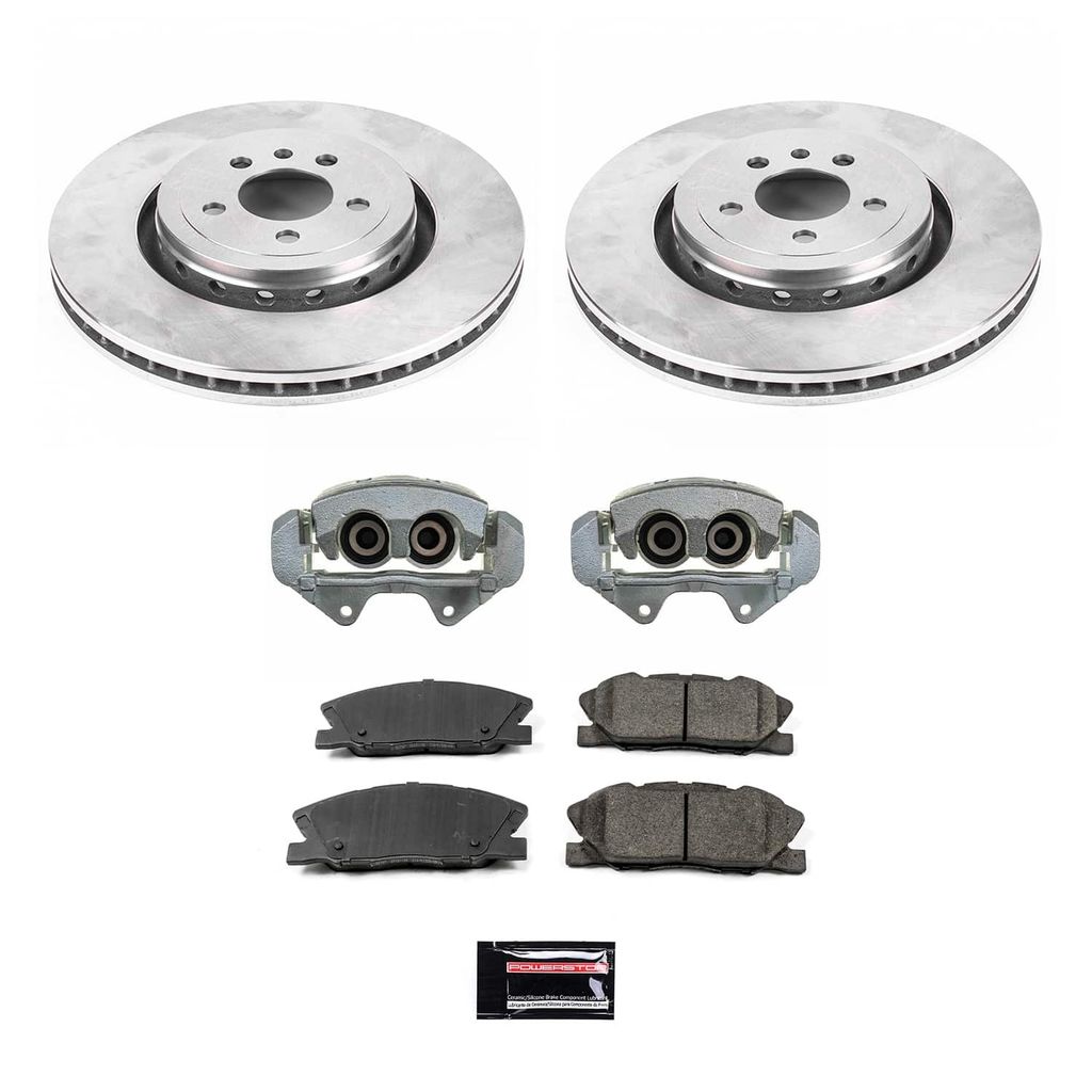 PowerStop KCOE7050 - OE Stock Replacement Low-Dust Ceramic Brake Pad, Rotor and Caliper Kit