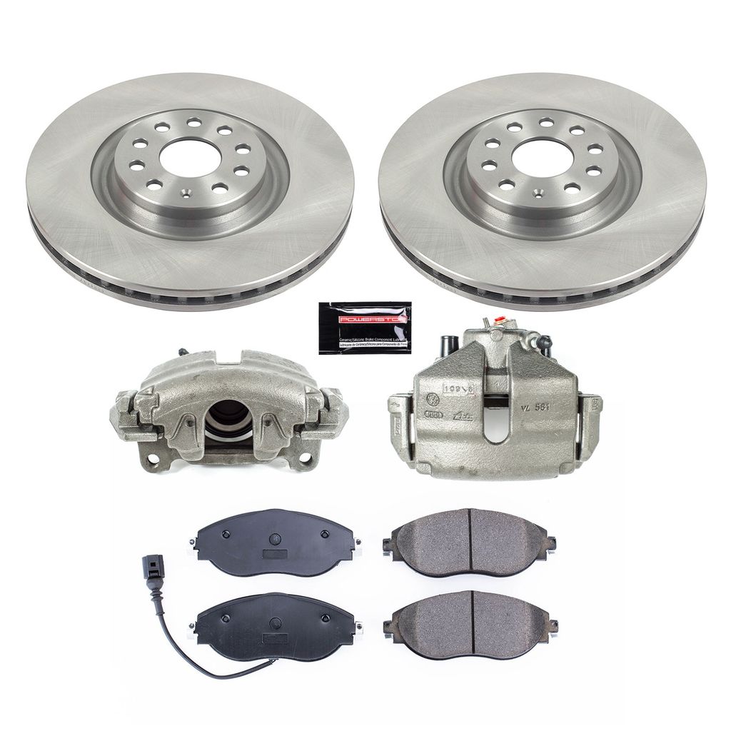 PowerStop KCOE7175 - OE Stock Replacement Brake Pad, Rotor and Caliper Kit