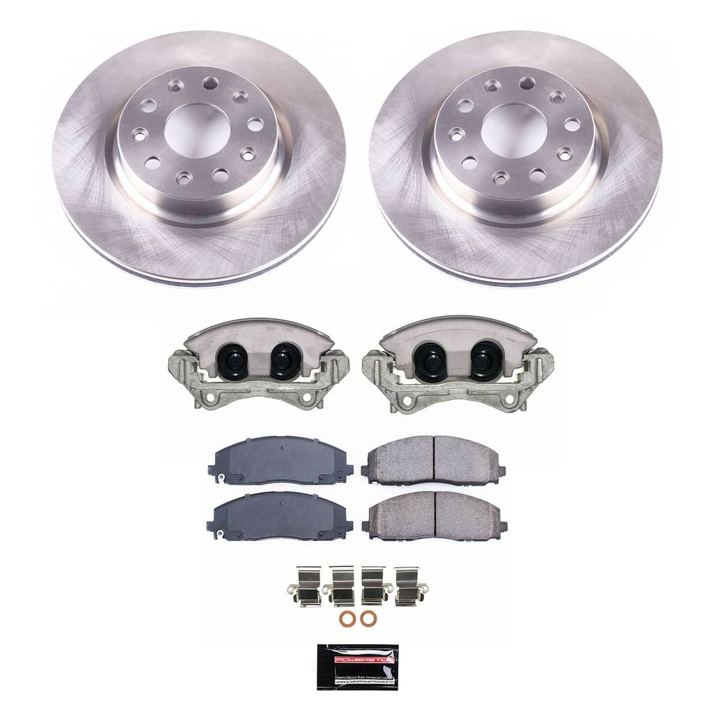 PowerStop KCOE7941A - OE Stock Replacement Low-Dust Ceramic Brake Pad, Rotor and Caliper Kit
