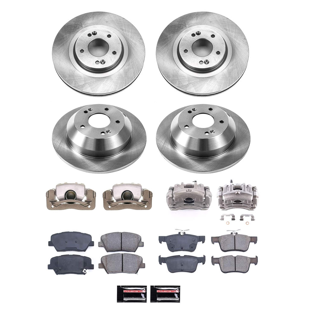 PowerStop KCOE8009 - OE Stock Replacement Low-Dust Ceramic Brake Pad, Rotor and Caliper Kit