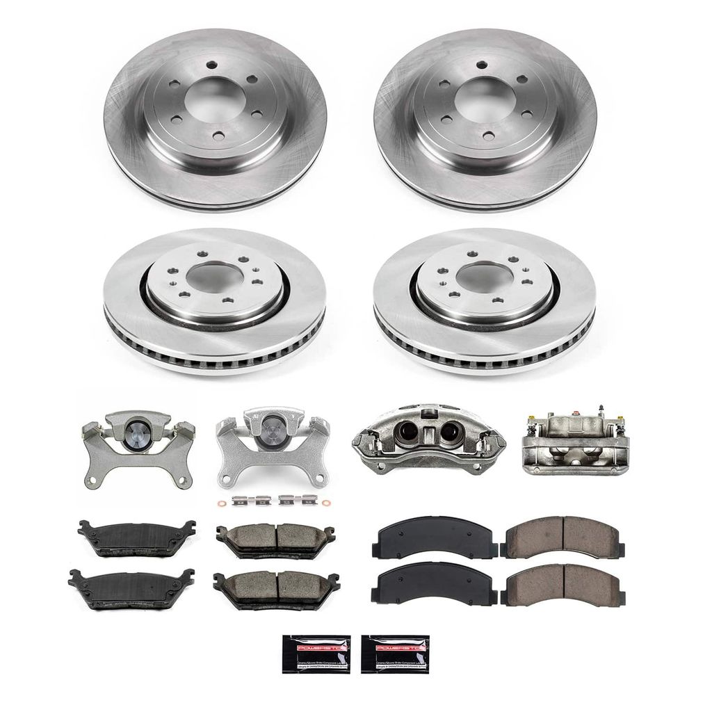 PowerStop KCOE8026 - OE Stock Replacement Low-Dust Ceramic Brake Pad, Rotor and Caliper Kit