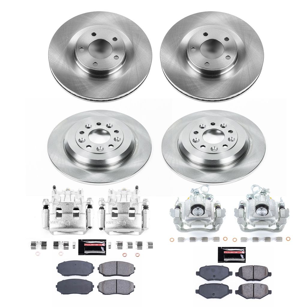 PowerStop KCOE8847 - OE Stock Replacement Brake Pad, Rotor and Caliper Kit