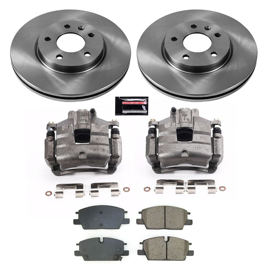 PowerStop KCOE8738 - OE Stock Replacement Low-Dust Ceramic Brake Pad, Rotor and Caliper Kit