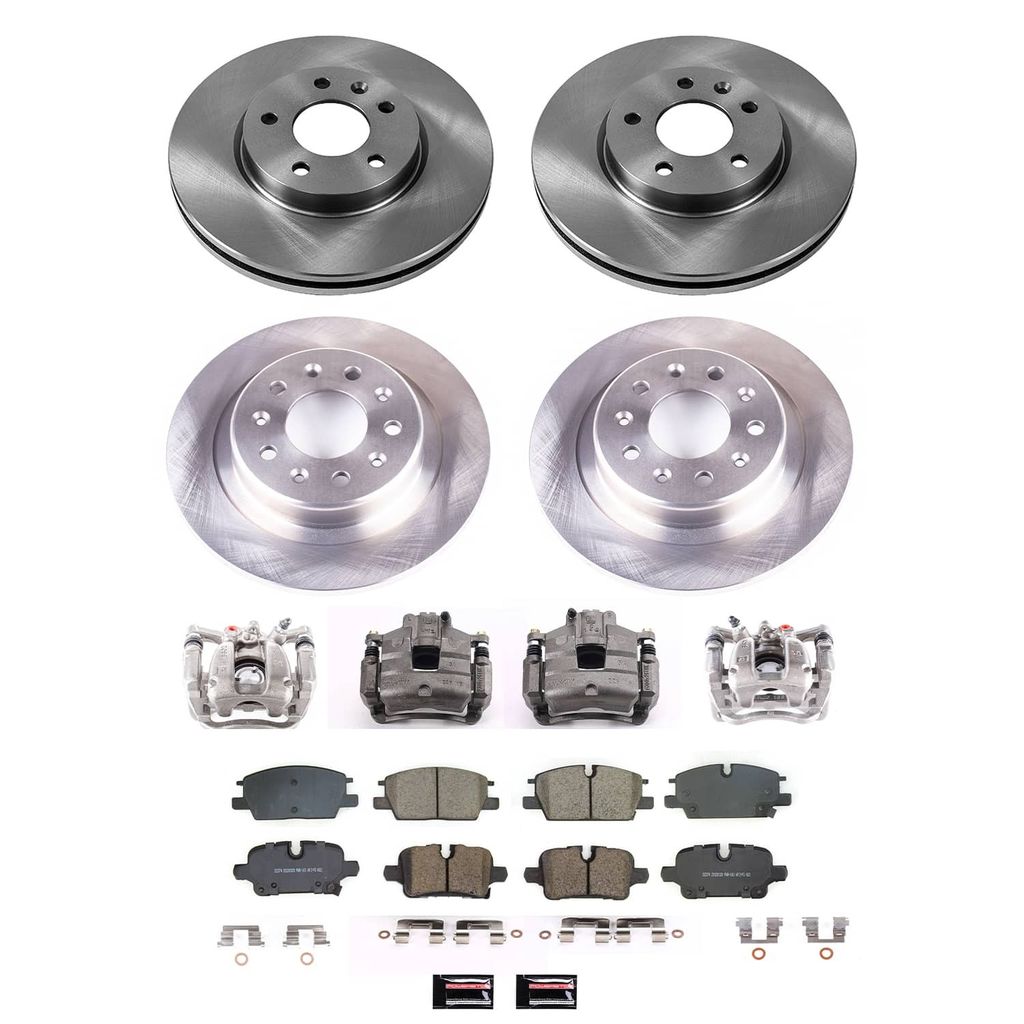 PowerStop KCOE8799 - OE Stock Replacement Low-Dust Ceramic Brake Pad, Rotor and Caliper Kit