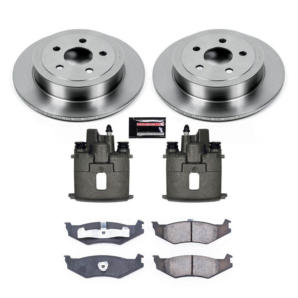 PowerStop KCOE1687A - OE Stock Replacement Low-Dust Ceramic Brake Pad, Rotor and Caliper Kit