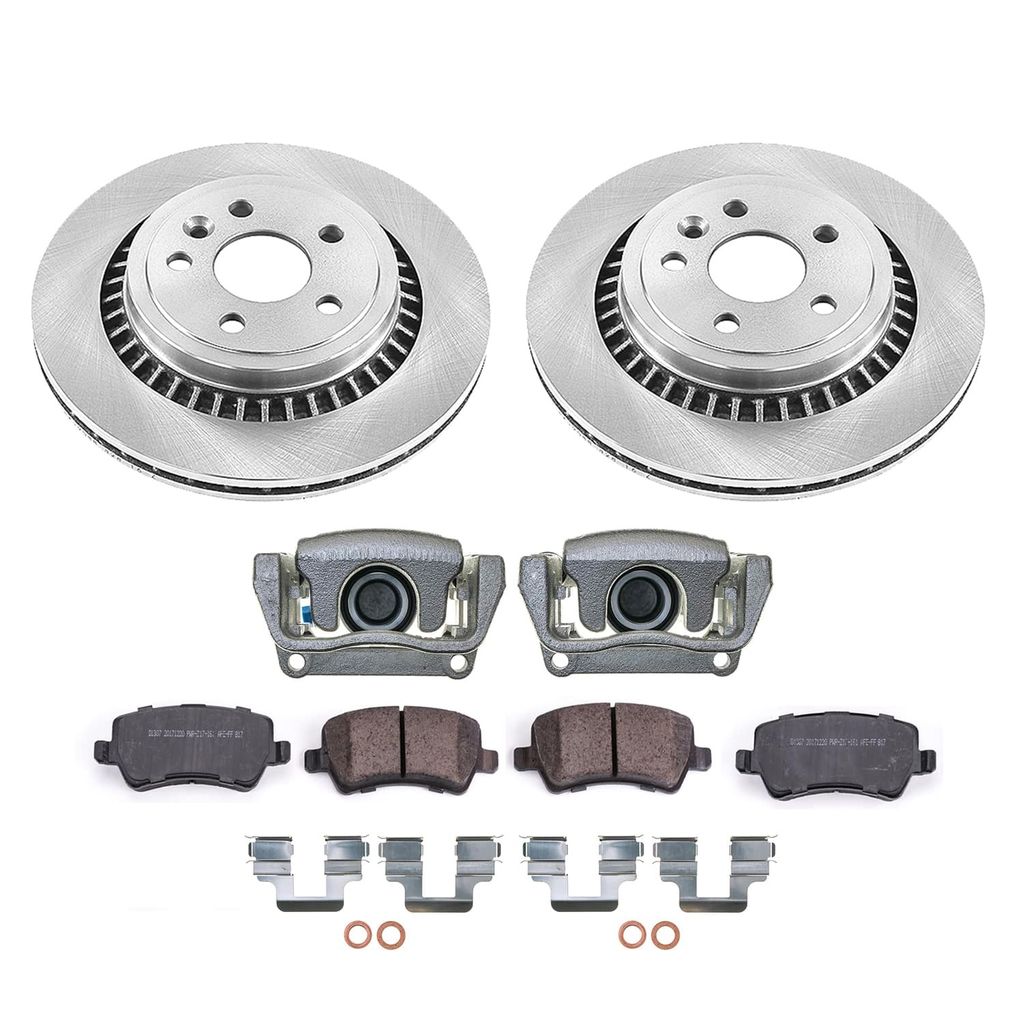 PowerStop KCOE5705 - OE Stock Replacement Low-Dust Ceramic Brake Pad, Rotor and Caliper Kit