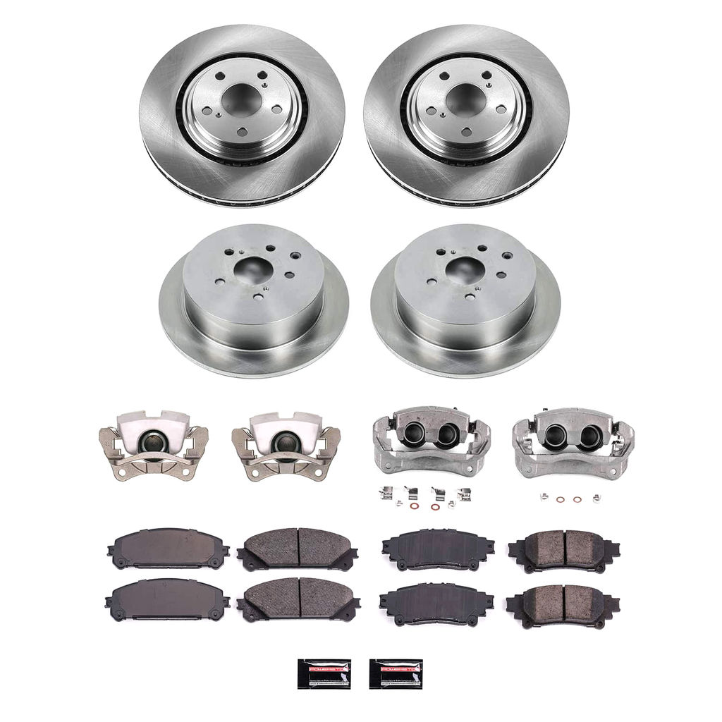 PowerStop KCOE5828A - OE Stock Replacement Low-Dust Ceramic Brake Pad, Rotor and Caliper Kit