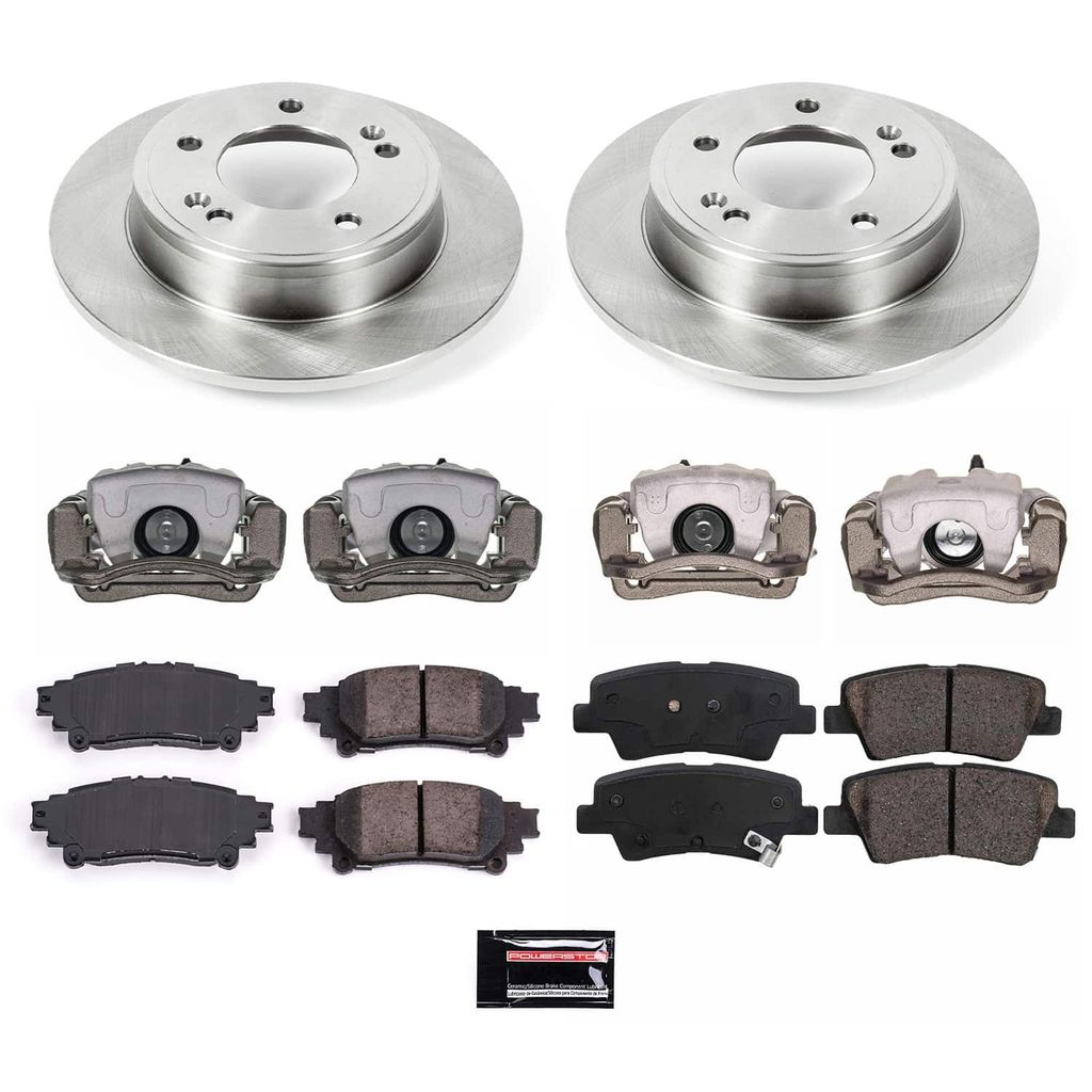 PowerStop KCOE6501A - OE Stock Replacement Low-Dust Ceramic Brake Pad, Rotor and Caliper Kit