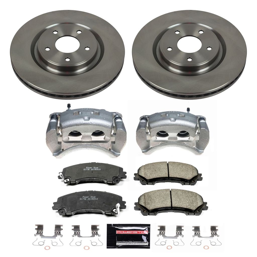 PowerStop KCOE7034 - OE Stock Replacement Low-Dust Ceramic Brake Pad, Rotor and Caliper Kit