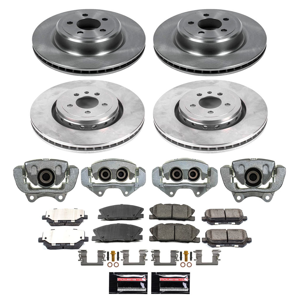 PowerStop KCOE7051 - OE Stock Replacement Low-Dust Ceramic Brake Pad, Rotor and Caliper Kit
