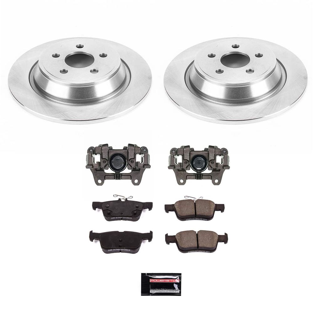PowerStop KCOE7417A - OE Stock Replacement Low-Dust Ceramic Brake Pad, Rotor and Caliper Kit