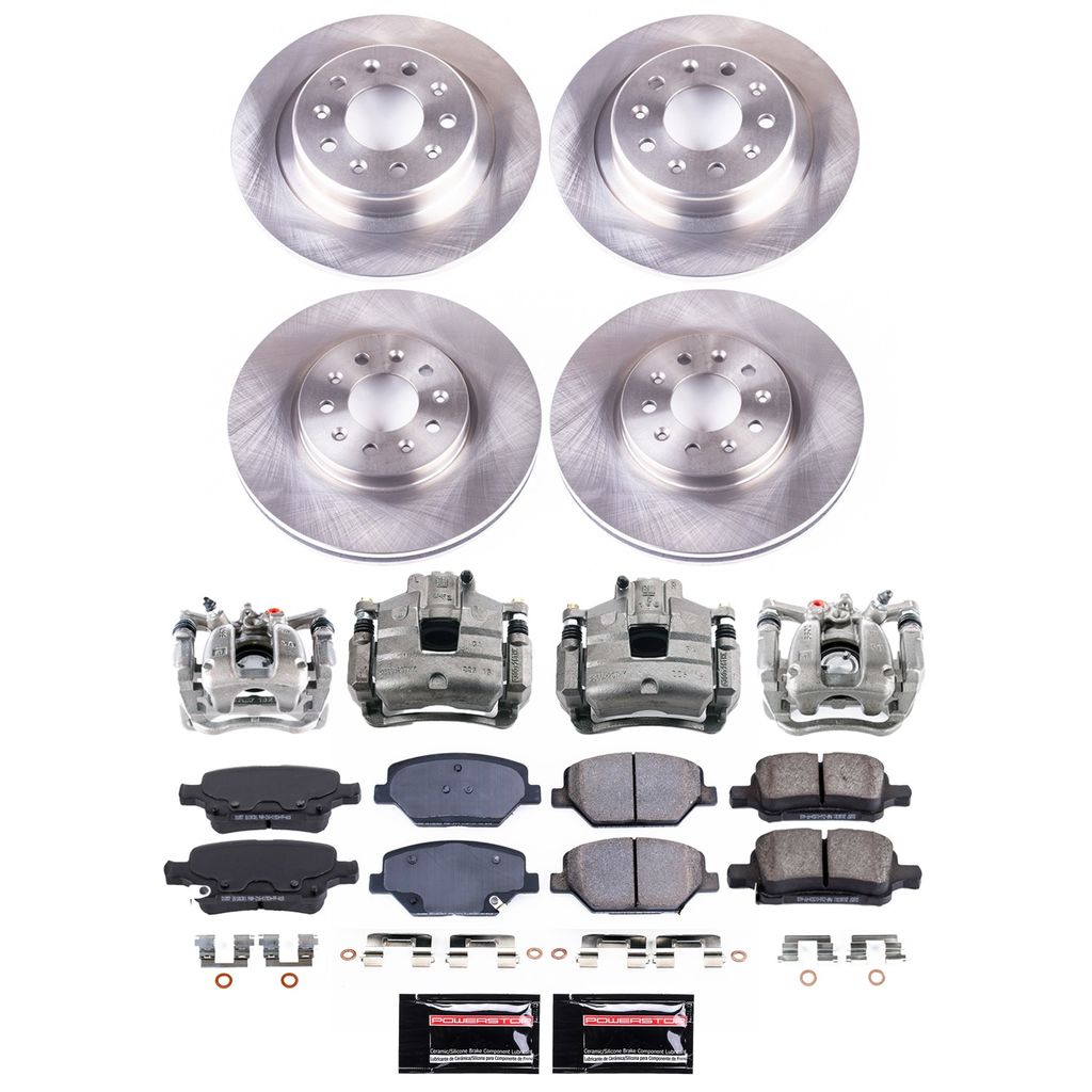 PowerStop KCOE7557 - OE Stock Replacement Low-Dust Ceramic Brake Pad, Rotor and Caliper Kit