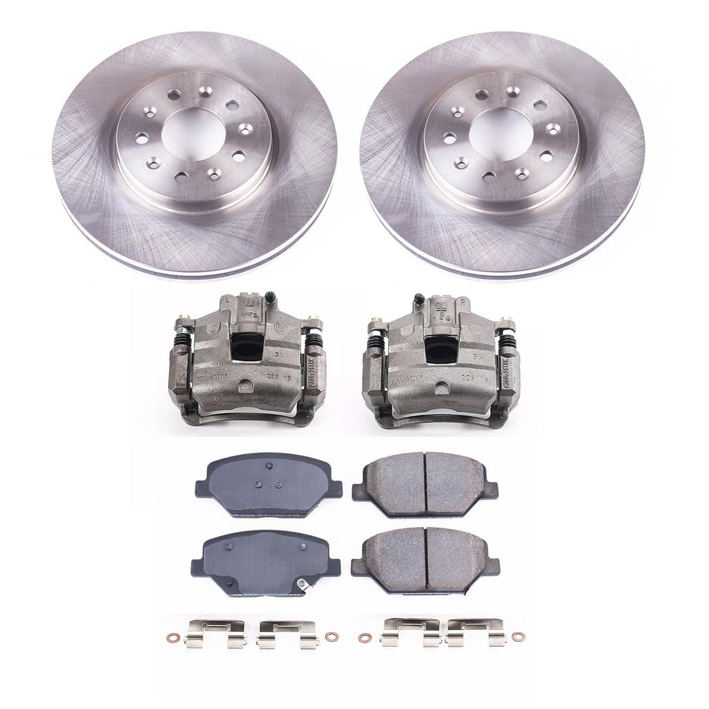 PowerStop KCOE7661B - OE Stock Replacement Low-Dust Ceramic Brake Pad, Rotor and Caliper Kit