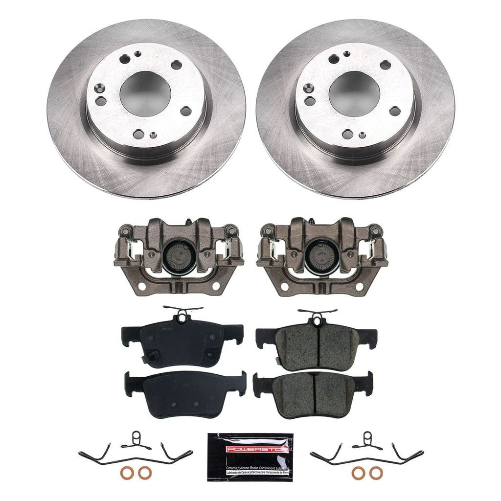 PowerStop KCOE8330 - OE Stock Replacement Low-Dust Ceramic Brake Pad, Rotor and Caliper Kit