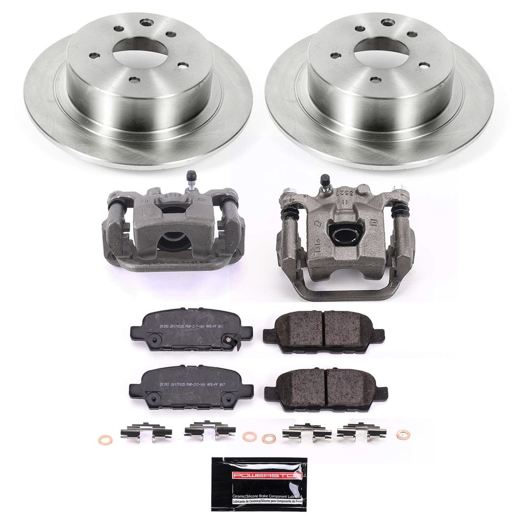 PowerStop KCOE8335 - OE Stock Replacement Low-Dust Ceramic Brake Pad, Rotor and Caliper Kit