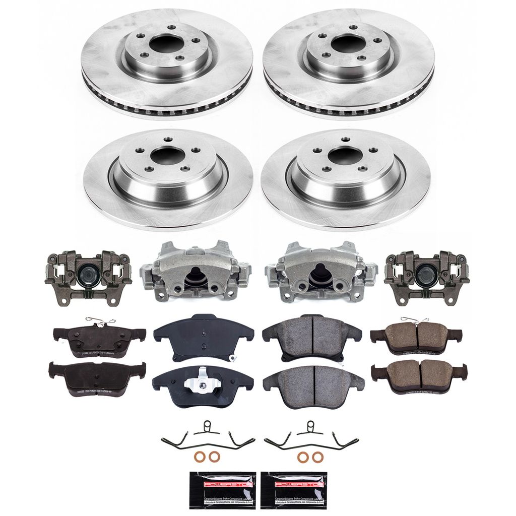 PowerStop KCOE8541A - OE Stock Replacement Low-Dust Ceramic Brake Pad, Rotor and Caliper Kit