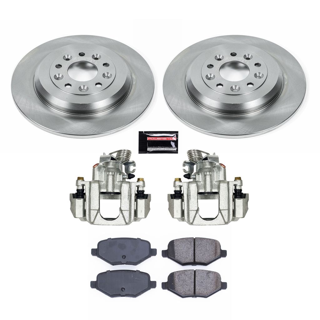 PowerStop KCOE8846A - OE Stock Replacement Low-Dust Ceramic Brake Pad, Rotor and Caliper Kit