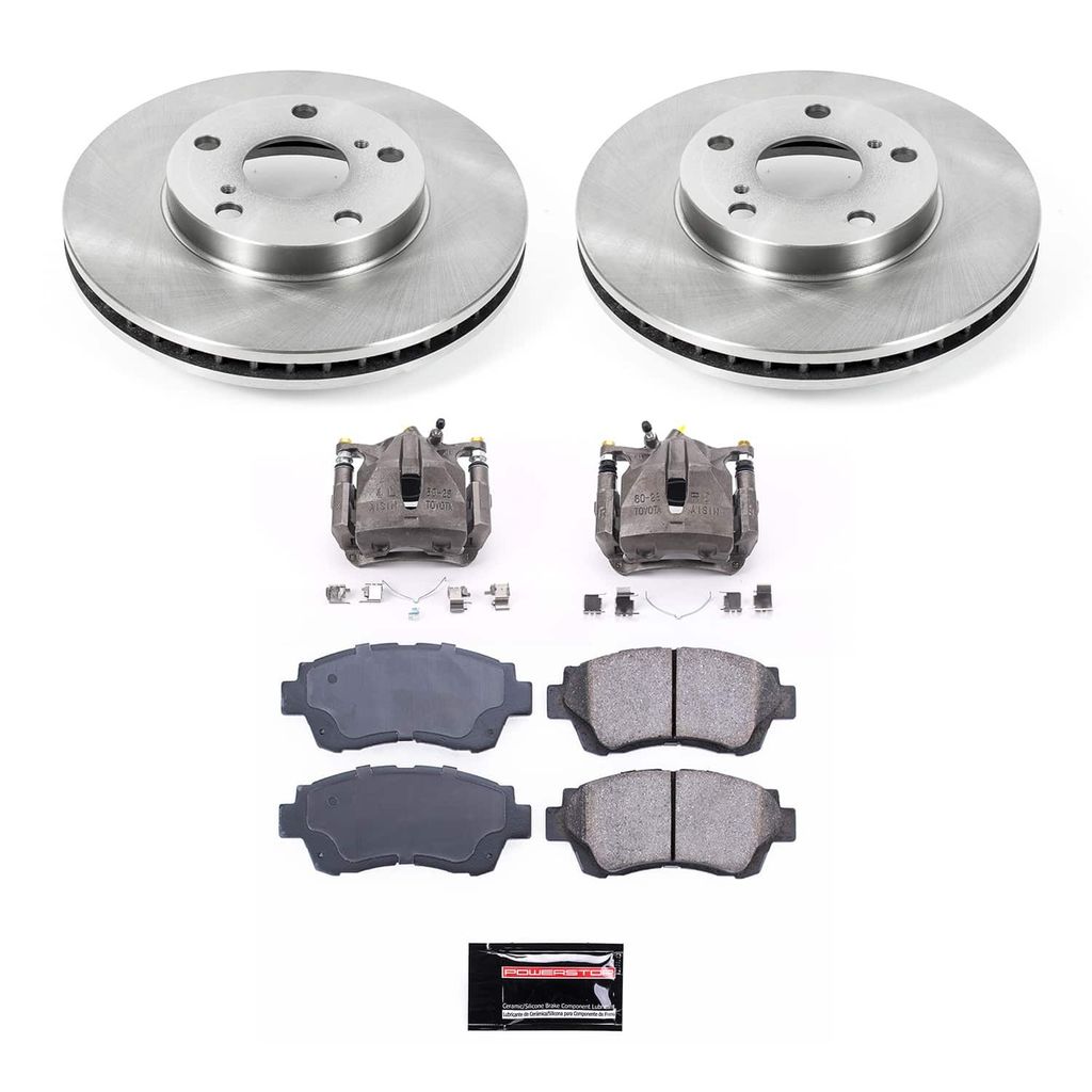 PowerStop KCOE8920B - OE Stock Replacement Low-Dust Ceramic Brake Pad, Rotor and Caliper Kit