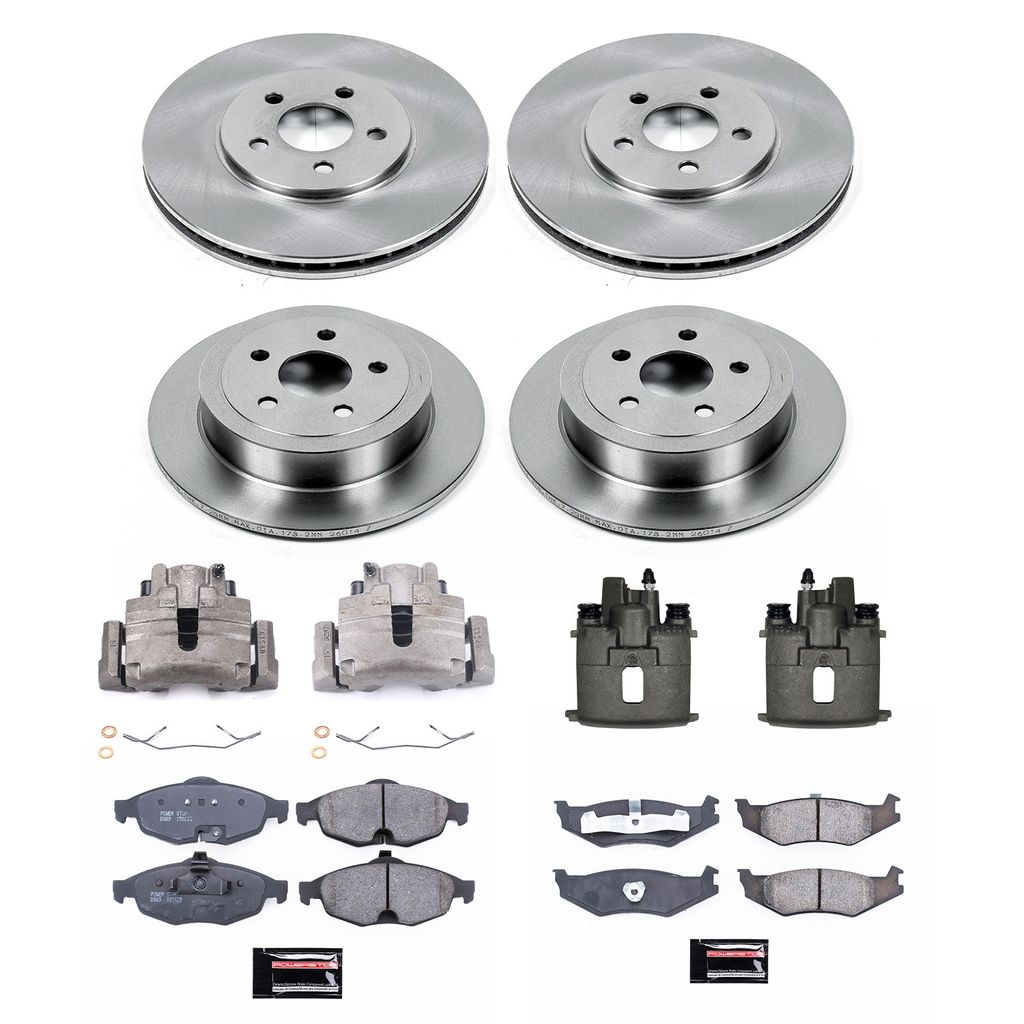 PowerStop KCOE8969 - OE Stock Replacement Low-Dust Ceramic Brake Pad, Rotor and Caliper Kit