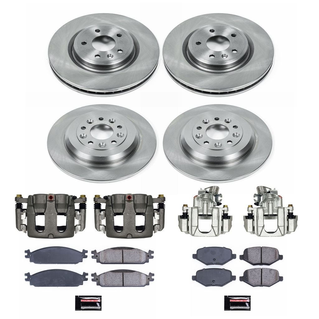 PowerStop KCOE8970 - OE Stock Replacement Low-Dust Ceramic Brake Pad, Rotor and Caliper Kit