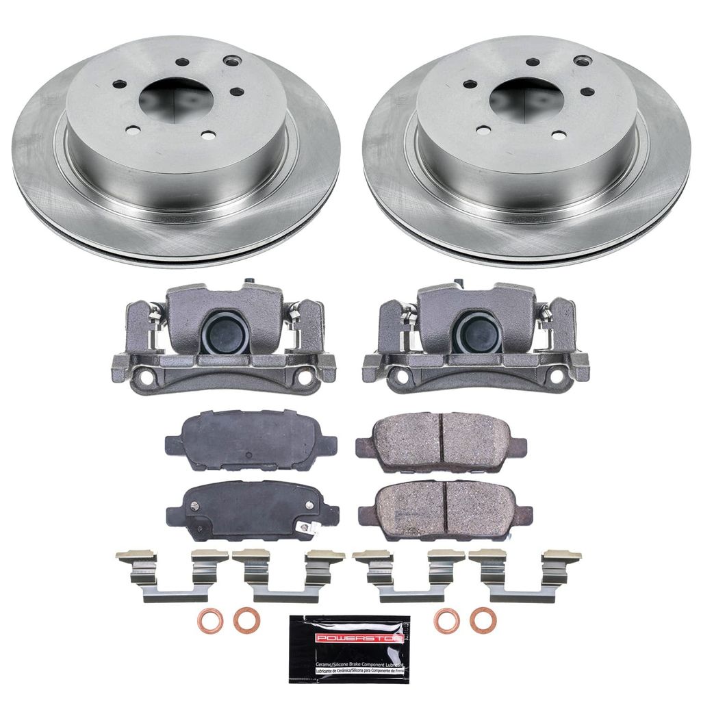 PowerStop KCOE9134 - OE Stock Replacement Low-Dust Ceramic Brake Pad, Rotor and Caliper Kit