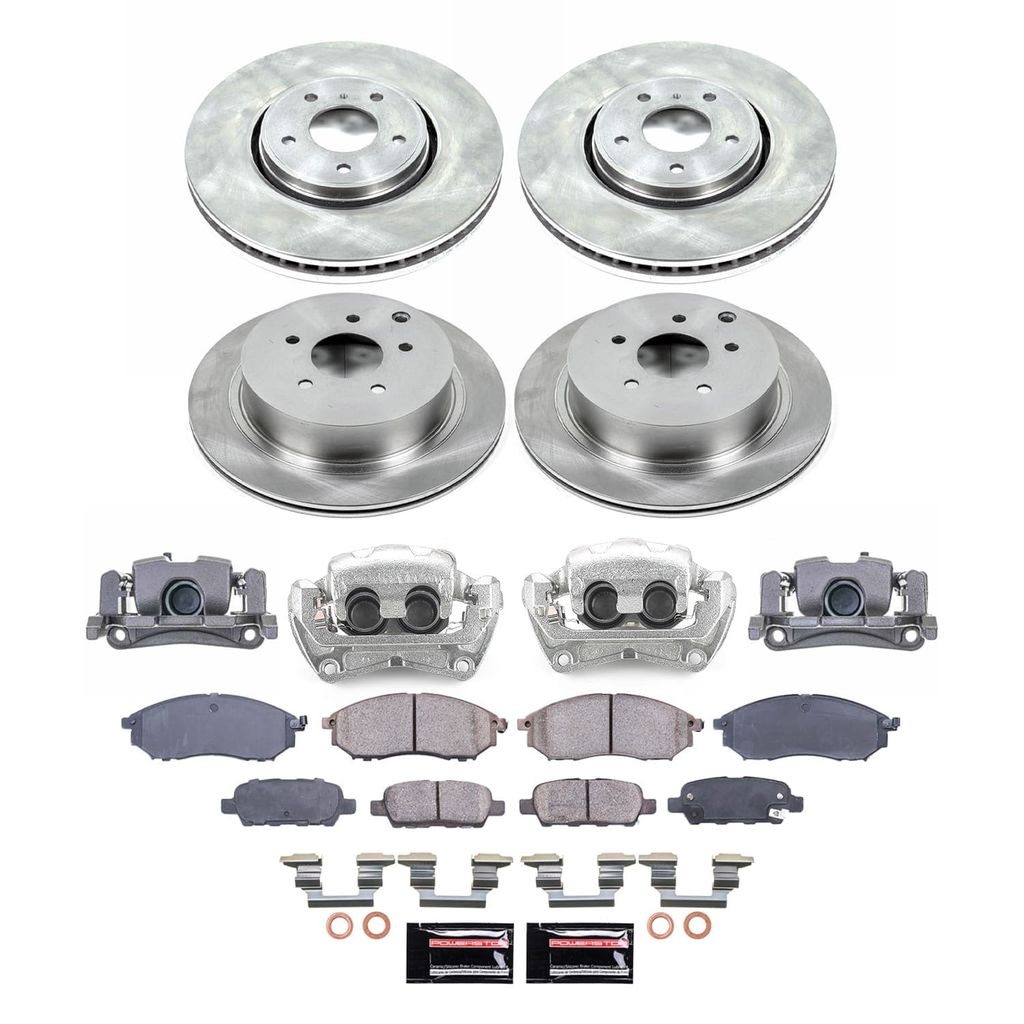 PowerStop KCOE9135 - OE Stock Replacement Low-Dust Ceramic Brake Pad, Rotor and Caliper Kit
