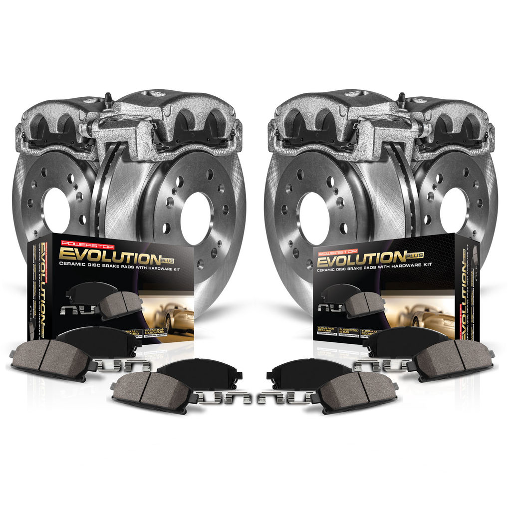 PowerStop KCOE8390 - OE Stock Replacement Low-Dust Ceramic Brake Pad, Rotor and Caliper Kit