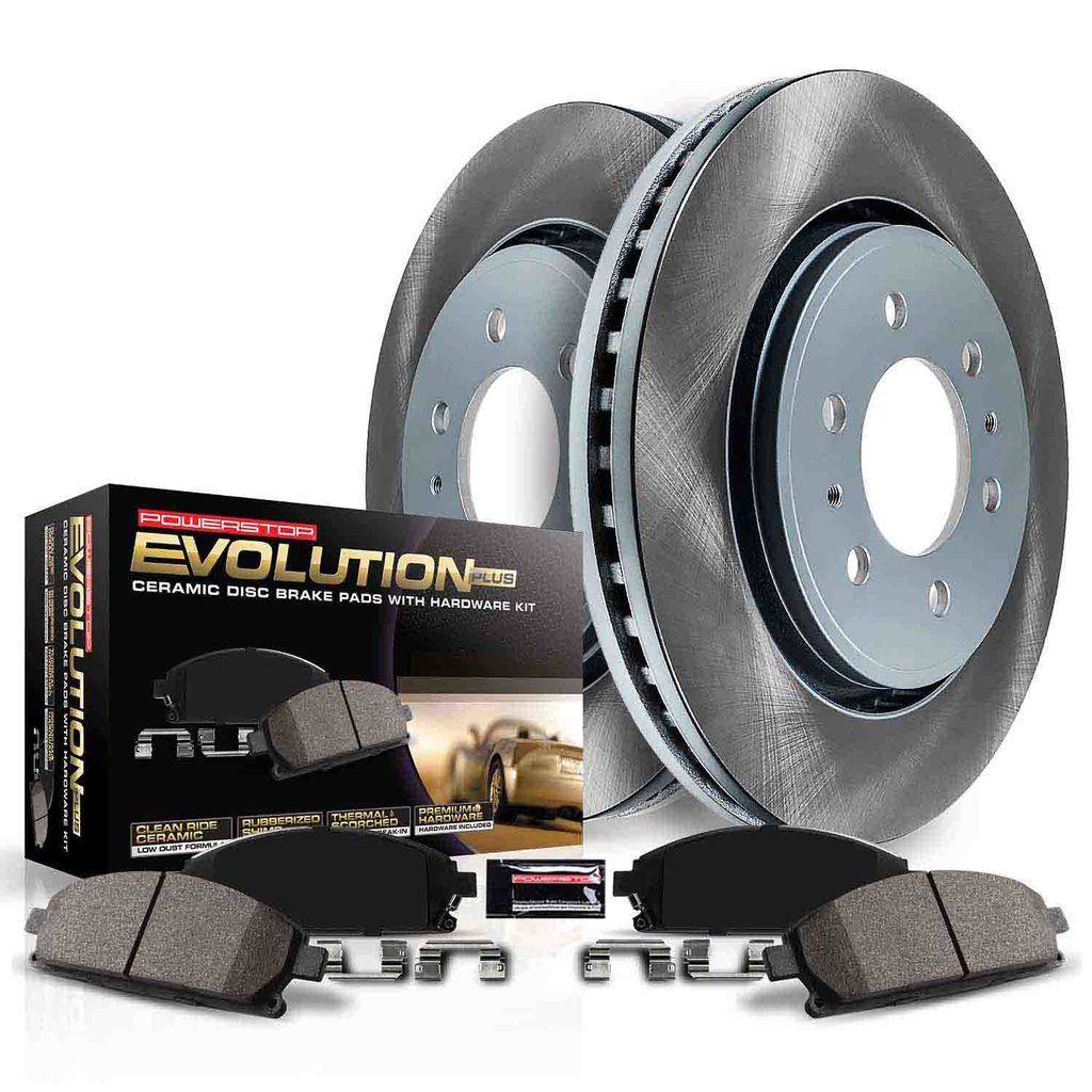 PowerStop SC1041 - Semi-Coated Rotor and Low-Dust Ceramic Brake Pad Kit