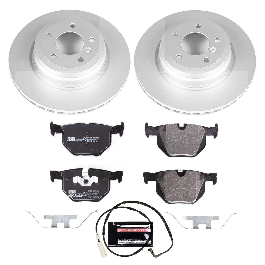 PowerStop ESK045 - Genuine Geomet Coated Rotors, ECE-R90 Brake Pads + Hardware Kit